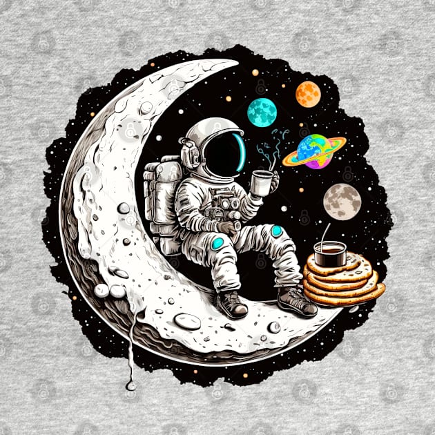 Astronaut Drinking Coffee on the Moon #1 by Chromatic Fusion Studio